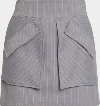 Aknvas Cherry Grey Pinstripe Skirt