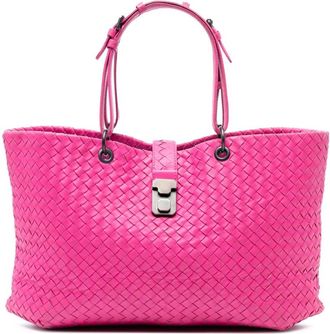 Bottega Veneta Pre-owned Tote Bags, female, Pink, Size: ONE SIZE Pre-owned Woven Leather Tote Bag