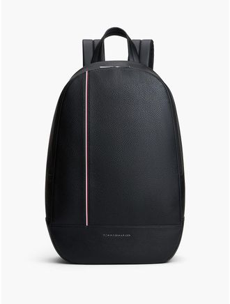 Tommy Hilfiger Mens Signature Stripe Pebbled Backpack - Black