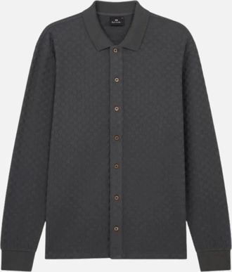 Paul Smith Mens Paul Smith Reg Fit LS Button Front Polo - Slate - Grey - Size: 44