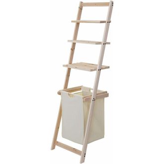 Hhg Nunca Usado] Estanter&iacute;a Escalera Hhg 581, Estanter&iacute;a Lavander&iacute;a Papelera Estanter&iacute;a De Madera Estanter&iacute;a De Ba&ntilde;o Estanter&iacute;a Escalera, Abeto 152x41x35c