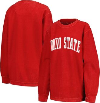 Pressbox Womens Pressbox Scarlet Ohio State Buckeyes Comfy Corded Vintage Wash Basic Arch Pullover Sweatshirt at Nordstrom, Size X-Large