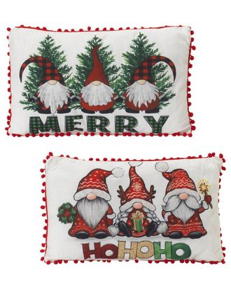 Gerson International Set Of 2 Christmas Holiday Gnome Throw Pillow D&eacute;cor