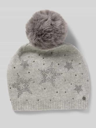 Capelli Pudelm&uuml;tze mit Strasssteinbesatz und Woll-Anteil in Hellgrau Melange, Gr&ouml;&szlig;e 1