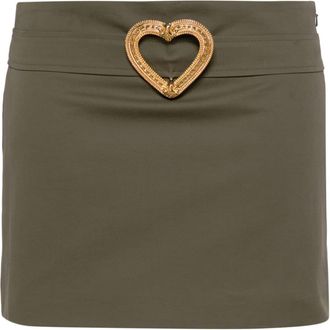 Moschino Heart-buckle twill miniskirt - women - Cotton/Spandex/Elastane - 36 - Green