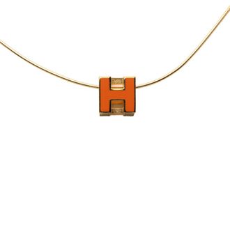 Herm&egrave;s Pre-owned Hermes Gold Plated and Enamel Cage d H Pendant Necklace Ladies XTB88L3RZ6VSIIWJ