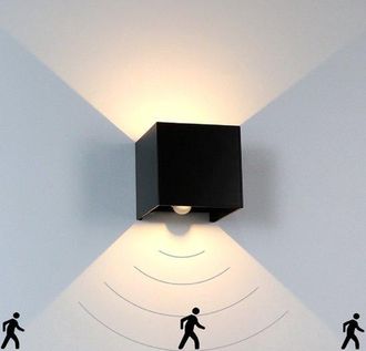 OEM L&aacute;mpara De Exterior Con Sensor De Movimiento - Aplique De Pared - 3000k - 12x12x12 Cm - 20 Vatios - Negro - Led