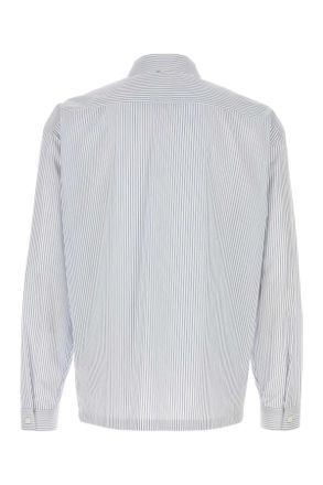 Prada Mens Embroidered Poplin Shirt Blu+bianco Exterior: Cotton Camicie