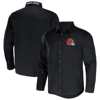 NFL Mens NFL x Darius Rucker Collection by Fanatics Black Cleveland Browns Convertible Twill Long Sleeve Button-Up Shirt at Nordstrom, Size Medium