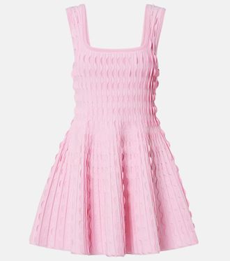 SIMKHAI Vanna knitted scalloped minidress