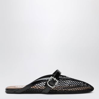 Alaia Flat mesh mules with buckle strap in black
