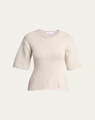 Proenza Schouler Dana Cinched Short-Sleeve Sweater