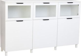 Wanderlust Deco Aparador De Madera Blanco Con 3 Puertas Y 3 Cajones 180x42x114h Cm