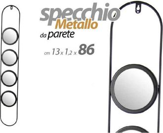 Trade Shop Trade Shop - Specchio Parete Metallo 4 Posti Nero Bagno Salotto Decorativo 13x1,2x86cm 818851