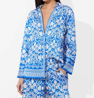 Alice & Olivia Kiva Oversized Pajama Shirt In Soiree True Blue