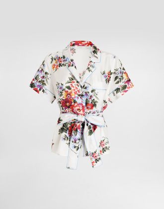 Dolce & Gabbana Flower Bouquet-print Twill Vanity Shirt - Woman Shirts And Tops Multicolor 36