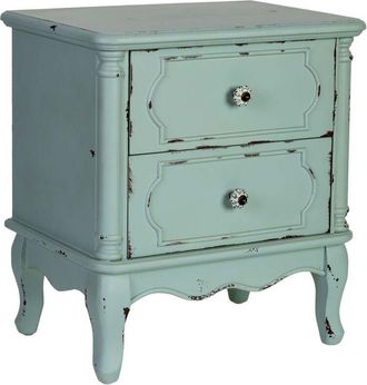 Wanderlust Deco Mesita de noche de Madera de 2 cajones 50x36x55h cm