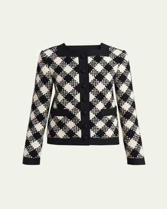 Valentino Garavani Buffalo Check Tweed Single-Breasted Jacket