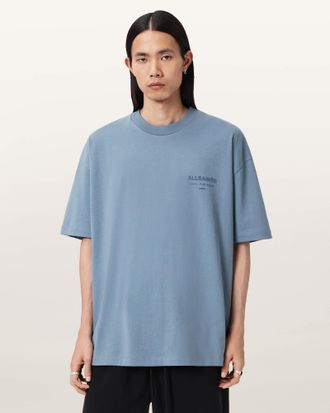AllSaints Cotton Xander Flocked Logo Oversized T-Shirt, Size: XXL