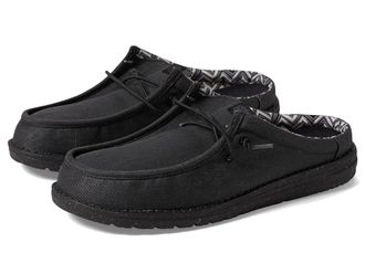 Hey Dude Wally Slip Canvas Mens Shoes Black/Black : 11 M, Textile