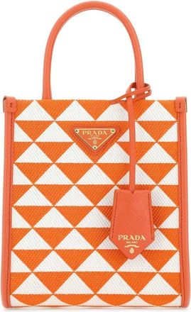 Prada Embroidered Fabric Micro Symbole Handbag