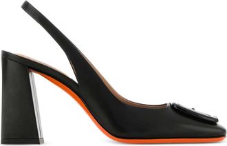 Santoni Pumps con tacco largo e cinturino posteriore 85mm - Nero