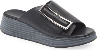 Chocolat Blu Ela Platform Wedge Slide Sandal in Black Leather at Nordstrom, Size 8