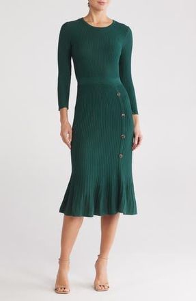 Sandra Darren Ribbed Sweater Dress in Hunter at Nordstrom Rack, Size X-Large