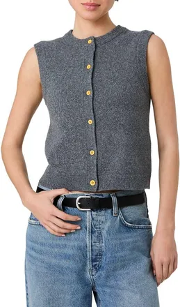 French Connection Aleyna Contrast Button Sweater Tank in Stone Heather Grey at Nordstrom, Size X-Large