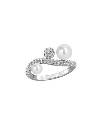 Rina Limor Silver 0.67 ct. tw. Gemstone & 4.5-6.5mm Pearl Ring
