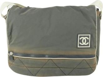 Chanel Vintage, unisex, Grijs, ONE Size, Pre-owned Canvas Cross Body Bag