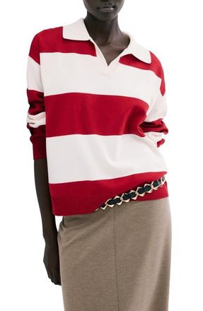 Mango Stripe Polo Sweater in Red at Nordstrom, Size Xx-Large