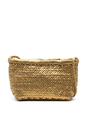 Dragon Diffusion Minsu leather interwoven shoulder bag - Gold