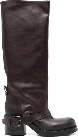 Elena Iachi 70 mm leren laarzen met gespbandje - Bruin