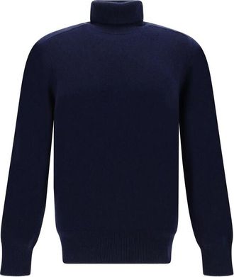 Brunello Cucinelli Navy Cashmere Turtleneck Sweater, Brand Size 50 (US Size 40)