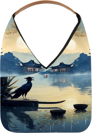 Generic Night Lake View Reusable Lightweight Grocery Bags - Foldable Into Compact Pouch, Washable & Sturdy, Multipurpose for Shopping and Travel