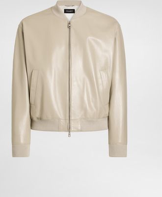 Dolce & Gabbana Nappa Bomber Jacket - Man Coats And Jackets Cream 46