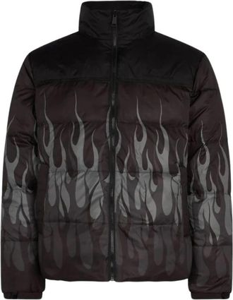 Vision Of Super Zwarte Vlammen Puffy Jas - Heren - Gewatteerde jassen - Zwart - M - Polyester - Jassen
