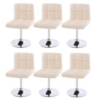 Hhg Hhg - Nunca Usado] Lote De 6 Sillas De Comedor Silla Giratoria Silla Kavala Imitaci&oacute;n Cuero Cromo, Crema