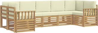 vidaXL Conjunto De Sof&aacute;s De Exterior 6 Uds. Blanco Y Crema Poli&eacute;ster Vidaxl