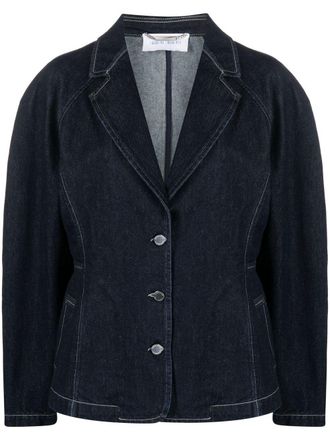 Alberta Ferretti single-breasted denim blazer - women - Cotton/Polyester/Cotton - 40 - Blue