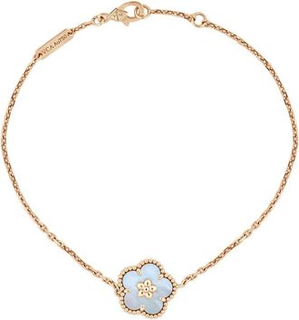 Van Cleef & Arpels 18kt ros&eacute;gouden Lucky Spring armband met parelmoer - Roze