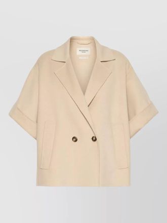 Max Mara short sleeve double breasted coat front pockets