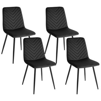 Beliani Conjunto De 4 Sillas De Comedor Moderno Patas De Hierro Terciopelo Blanco Crema Havre