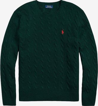 Polo Ralph Lauren Zopfstrick-Rundhalspullover aus Wolle und Kaschmir Pony