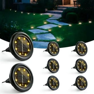 OEM Juego De 8 Luces Solares Para Exteriores, 8 Luces Led Para Jard&iacute;n Con Energ&iacute;a Solar, Resistentes Al Agua (ip65), Duraderas, Ideales Para Caminos, C&eacute;sp