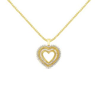 House of Brilliance 14K Yellow Gold Plated Silver 1.0 Cttw Diamond Composite Hearth Pendant Necklace at Nordstrom