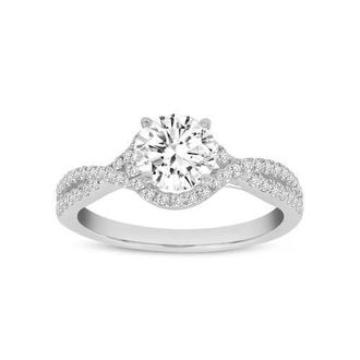 LuvMyJewelry Everly 14K White Gold Round Cut Lab Grown Diamond Halo Twist Engagement Ring - 1.2 Ct at Nordstrom, Size 7