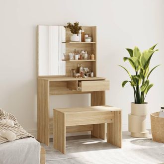 Berkfield Home Dressing Table Set Sonoma Oak 74.5x40x141 cm in Brown