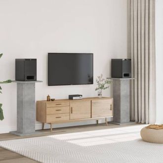 vidaXL Soportes Altavoces 2 Uds Madera Gris Hormig&oacute;n 30x30x95 Cm Vidaxl